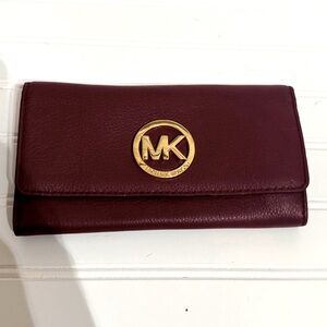 Michael Kors Large Burgundy Pebble Wallet